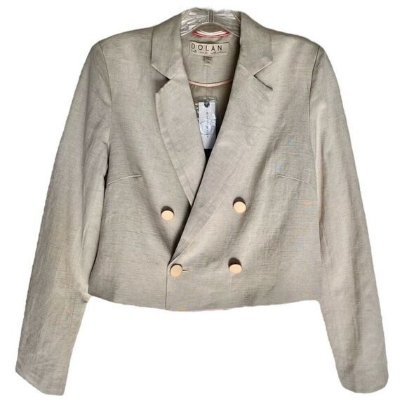 Anthropologie Dolan Beige Linen Blend Cropped Blazer NWT Size Extra Extra Small - Picture 4 of 9